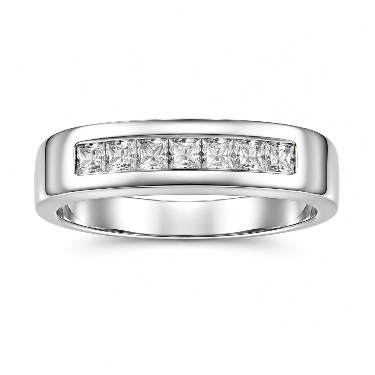 14K White Gold Women's Band 0.25 ct Natural Diamond