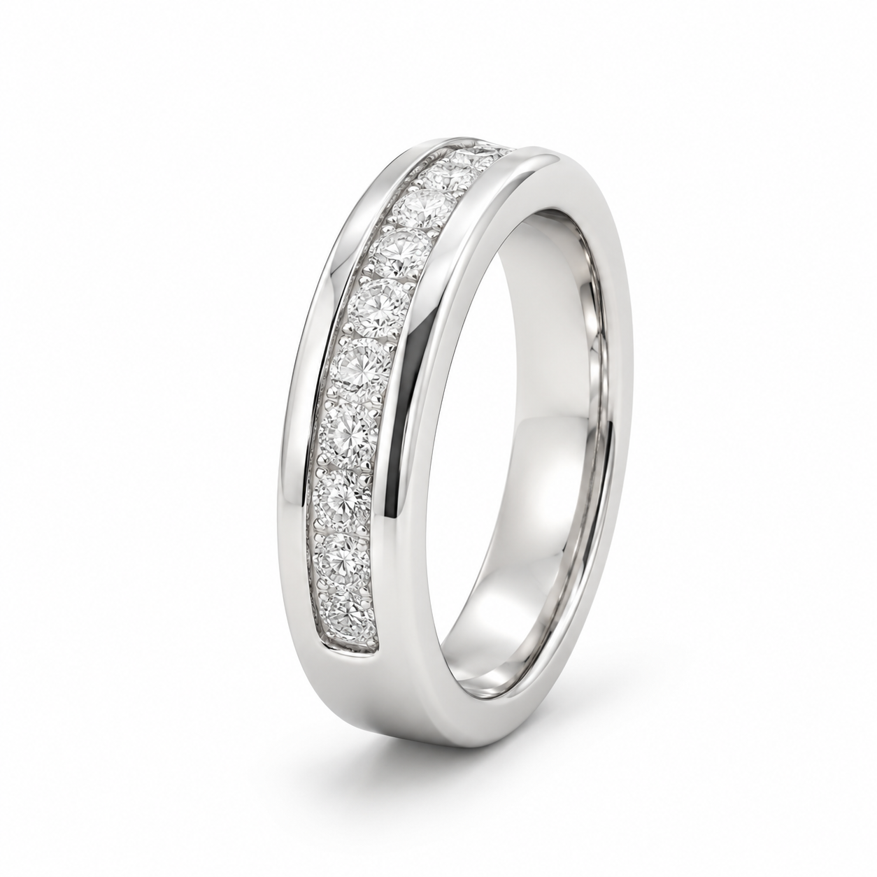 14K White Gold Women's Band 0.25 ct Natural Diamond