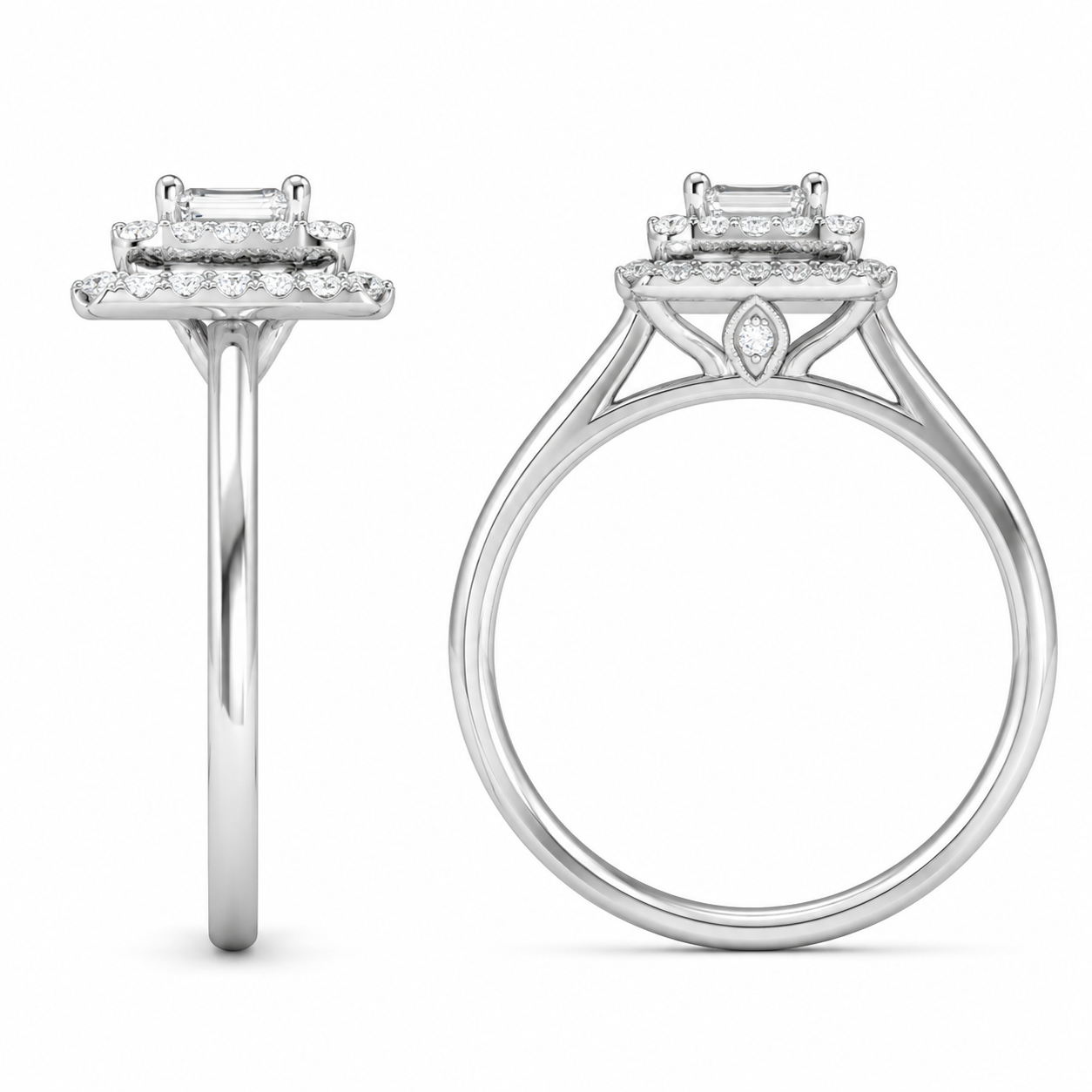 14K White Gold Women’s Ring Baguette 0.45 ct Natural Diamond