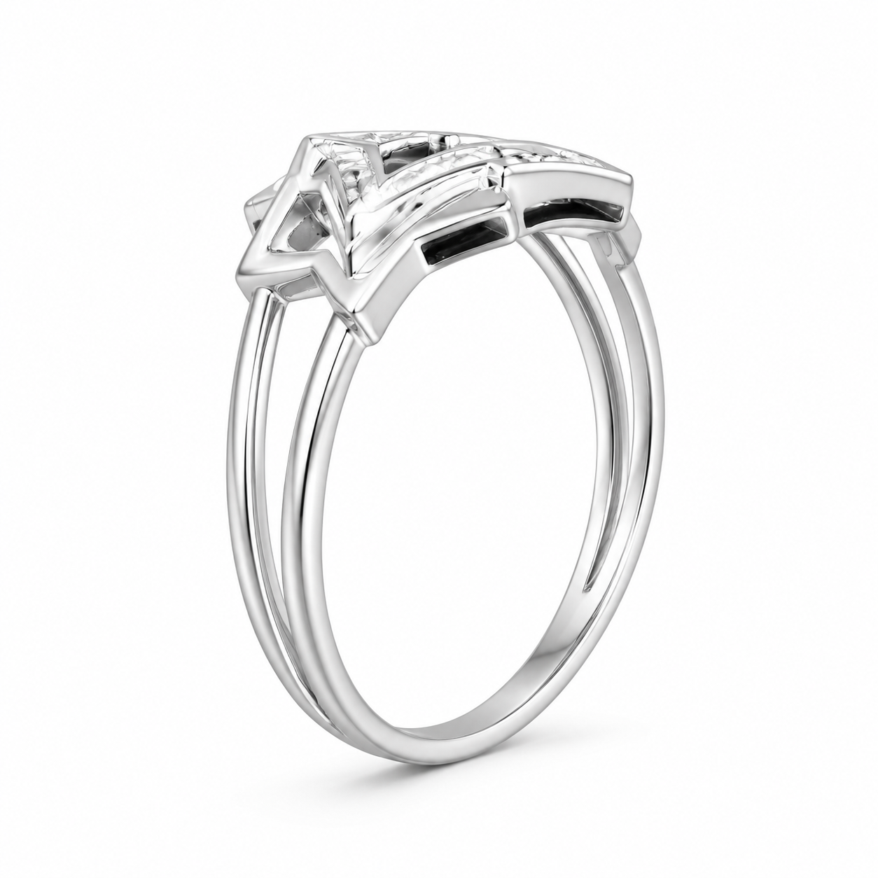 10K White Gold Women's Star Ring 0.25 ct Natural Diamond