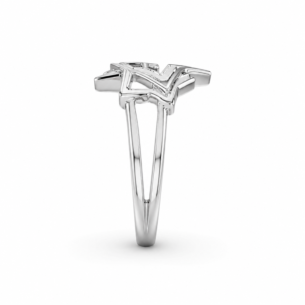 10K White Gold Women's Star Ring 0.25 ct Natural Diamond