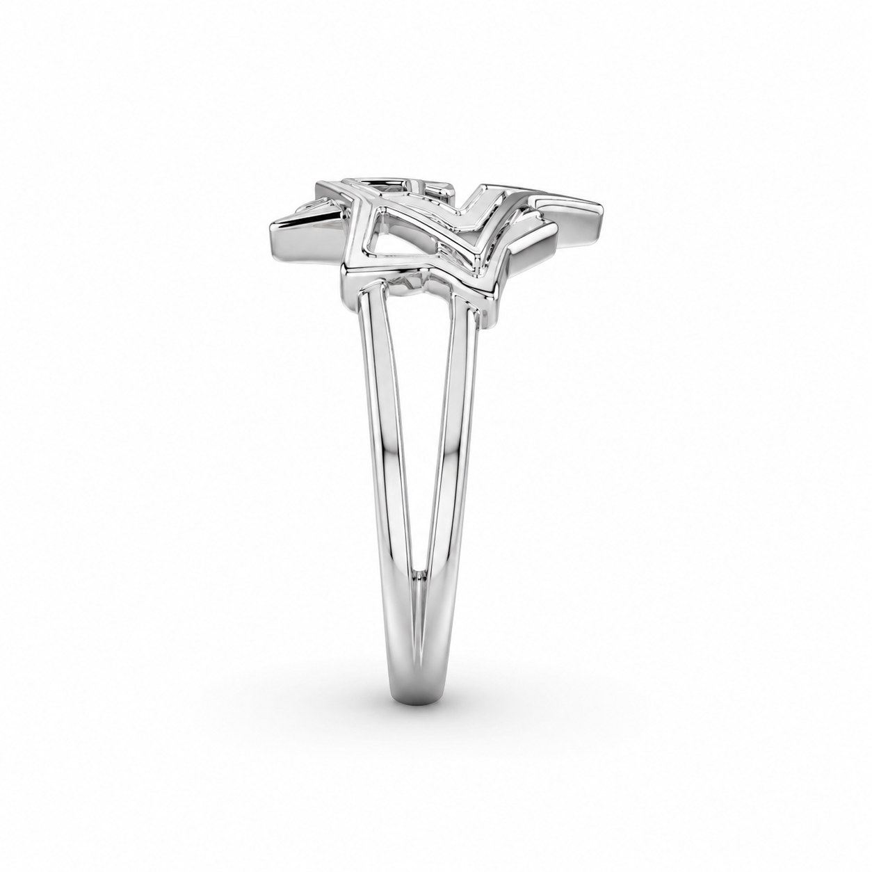 10K White Gold Women's Star Ring 0.25 ct Natural Diamond
