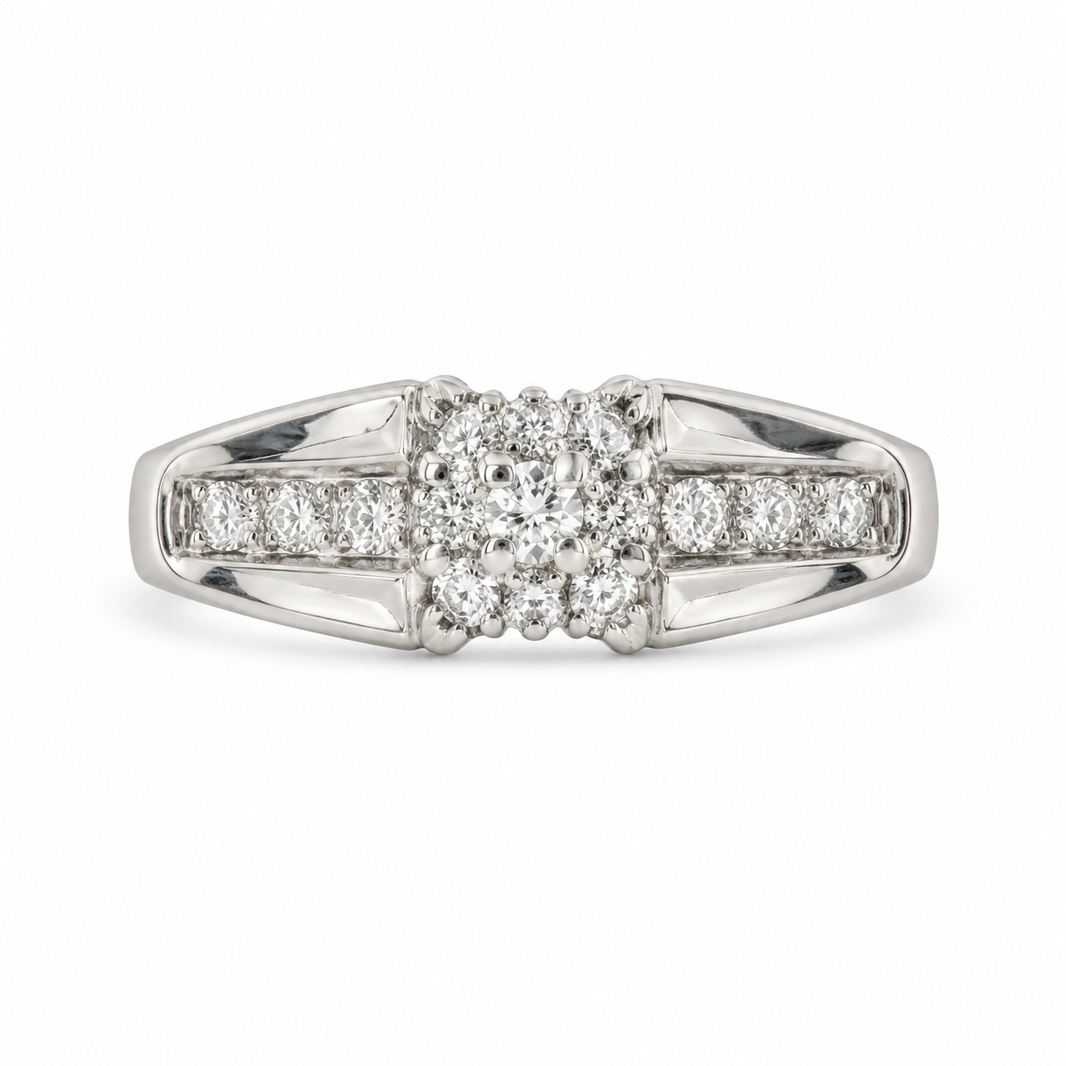 14K White Gold Women's Wedding Ring 0.22 ct Natural Diamond
