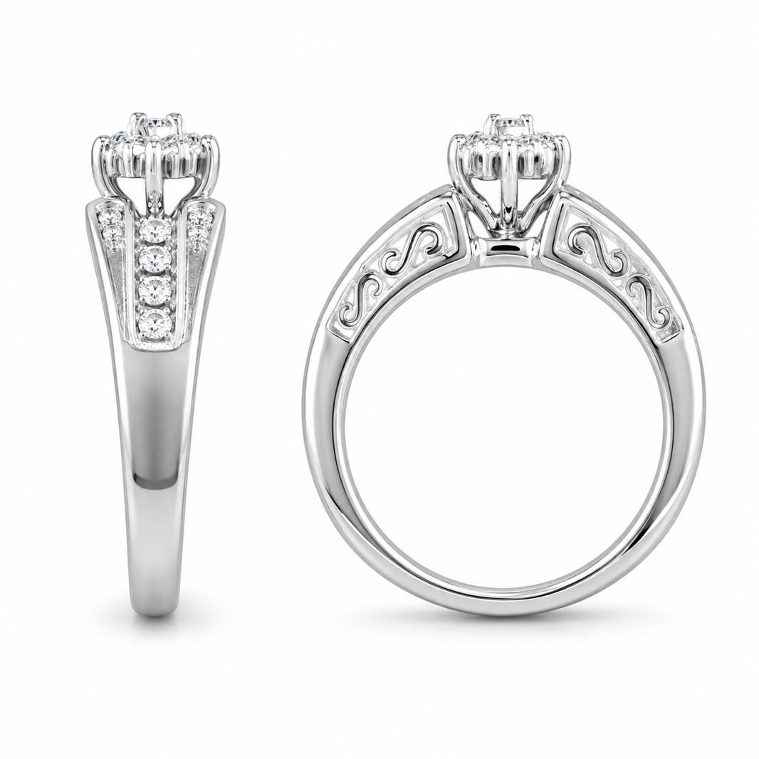 14K White Gold Women's Wedding Ring 0.22 ct Natural Diamond