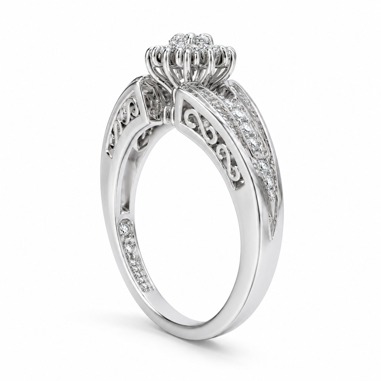 14K White Gold Women's Wedding Ring 0.22 ct Natural Diamond