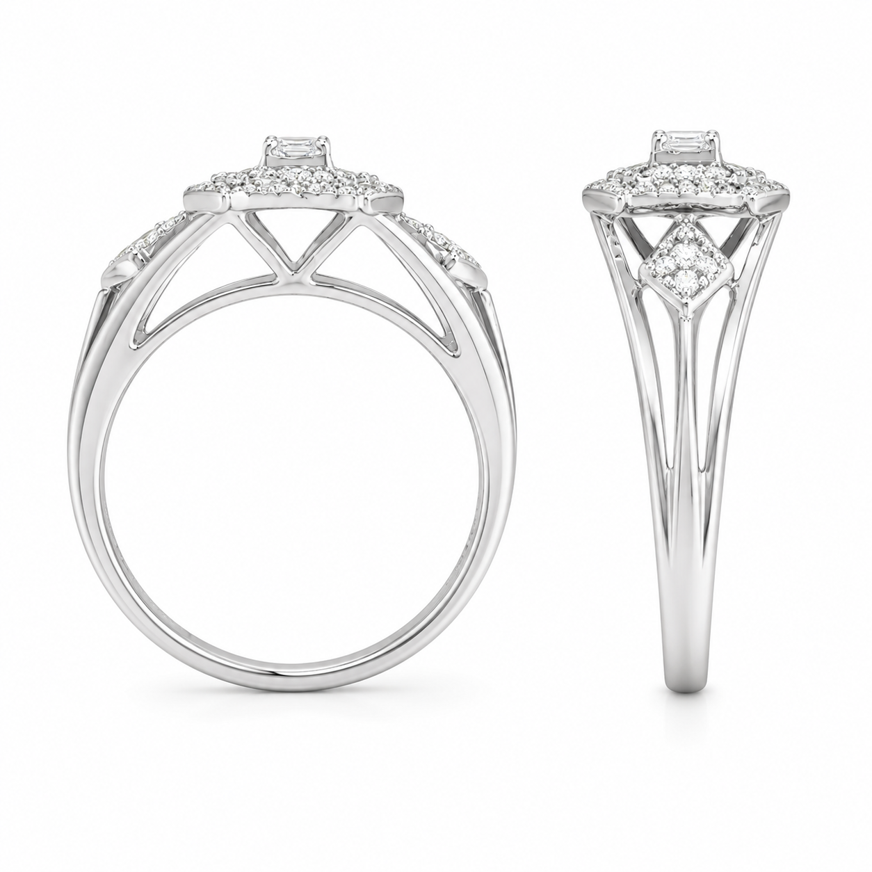 10K White Gold Women's Wedding Set Princess 0.32 ct Natural Diamond