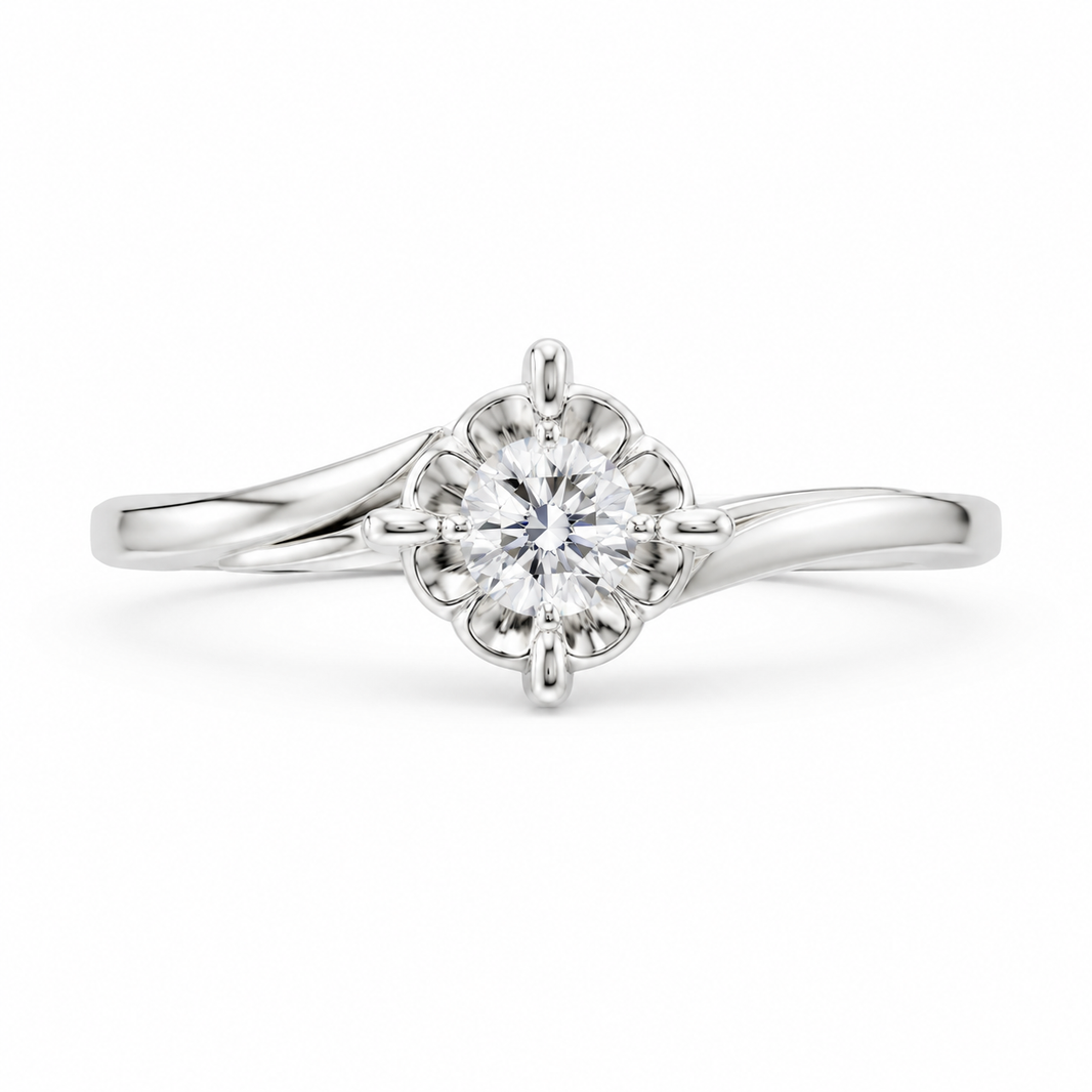 14K White Gold Women’s Ring 0.05 ct Natural Diamond
