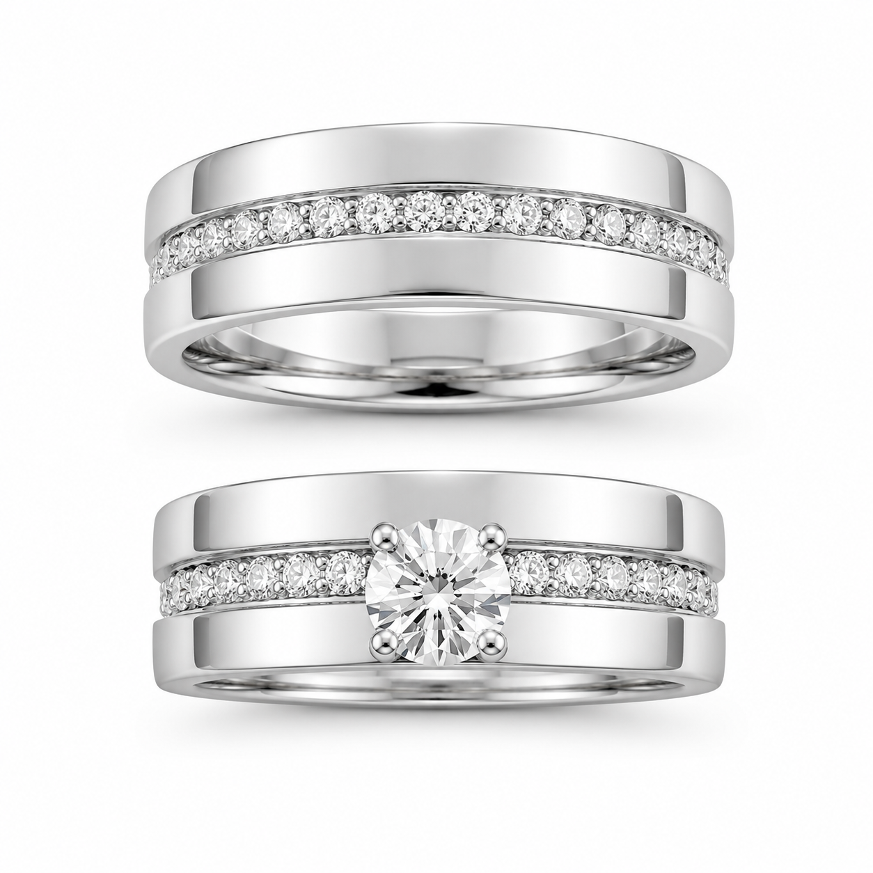 14K White Gold Women's Wedding Set Round 0.50 ct Natural Diamond