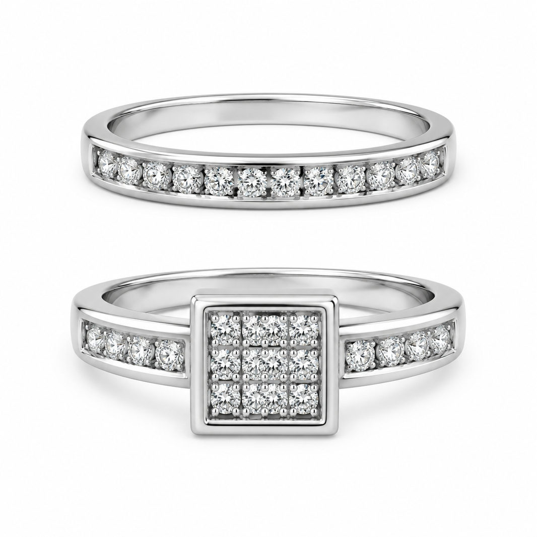 14K White Gold Women's Wedding Set 0.50 ct Natural Diamond