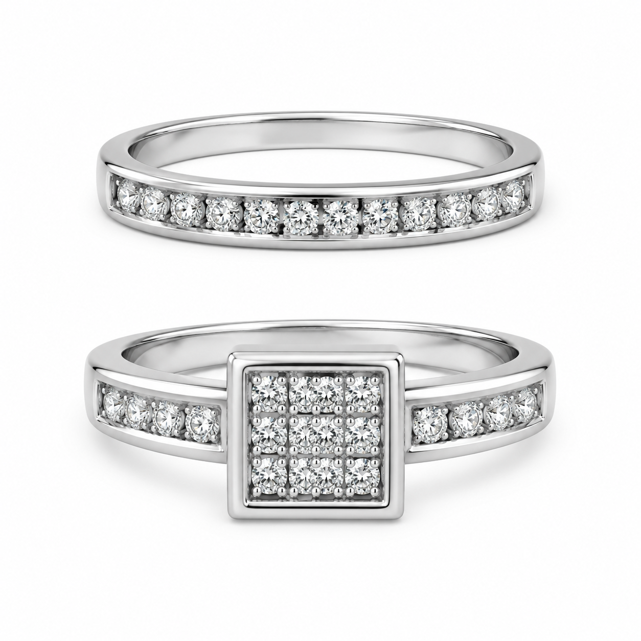 14K White Gold Women's Wedding Set 0.50 ct Natural Diamond