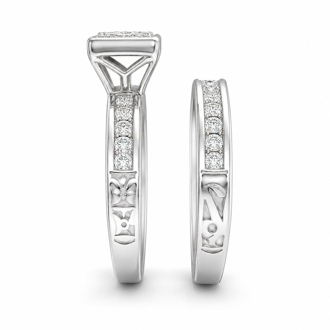 14K White Gold Women's Wedding Set 0.50 ct Natural Diamond