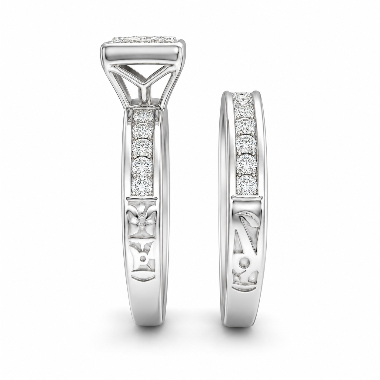14K White Gold Women's Wedding Set 0.50 ct Natural Diamond
