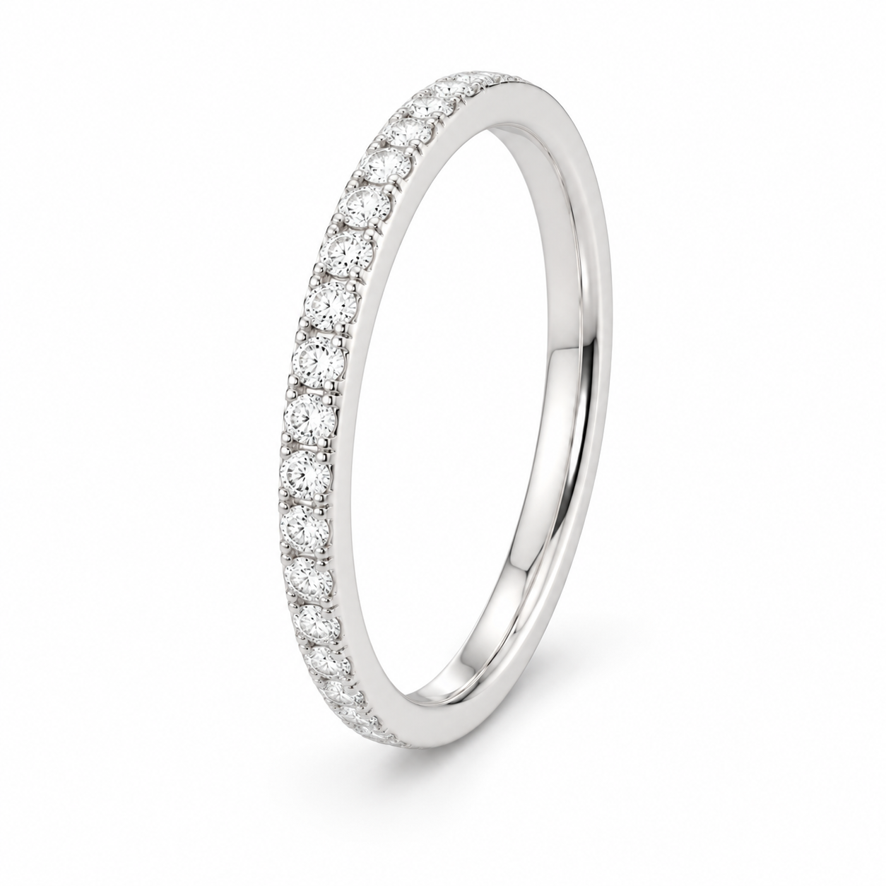 14K White Gold Women's Band 0.28 ct Natural Diamond