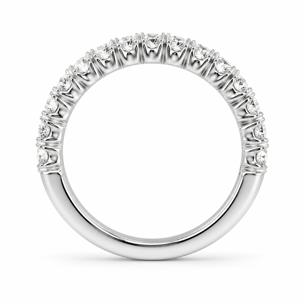 14K White Gold Women's Band 0.59 ct Natural Diamond