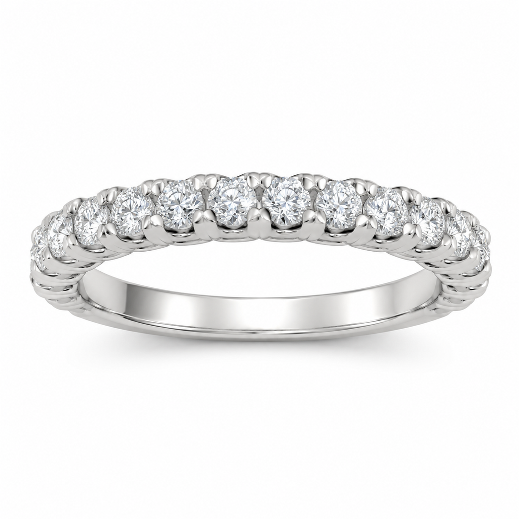 14K White Gold Women's Band 0.59 ct Natural Diamond