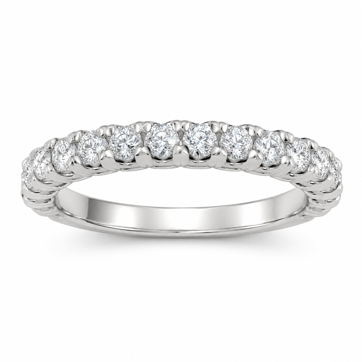 14K White Gold Women's Band 0.59 ct Natural Diamond