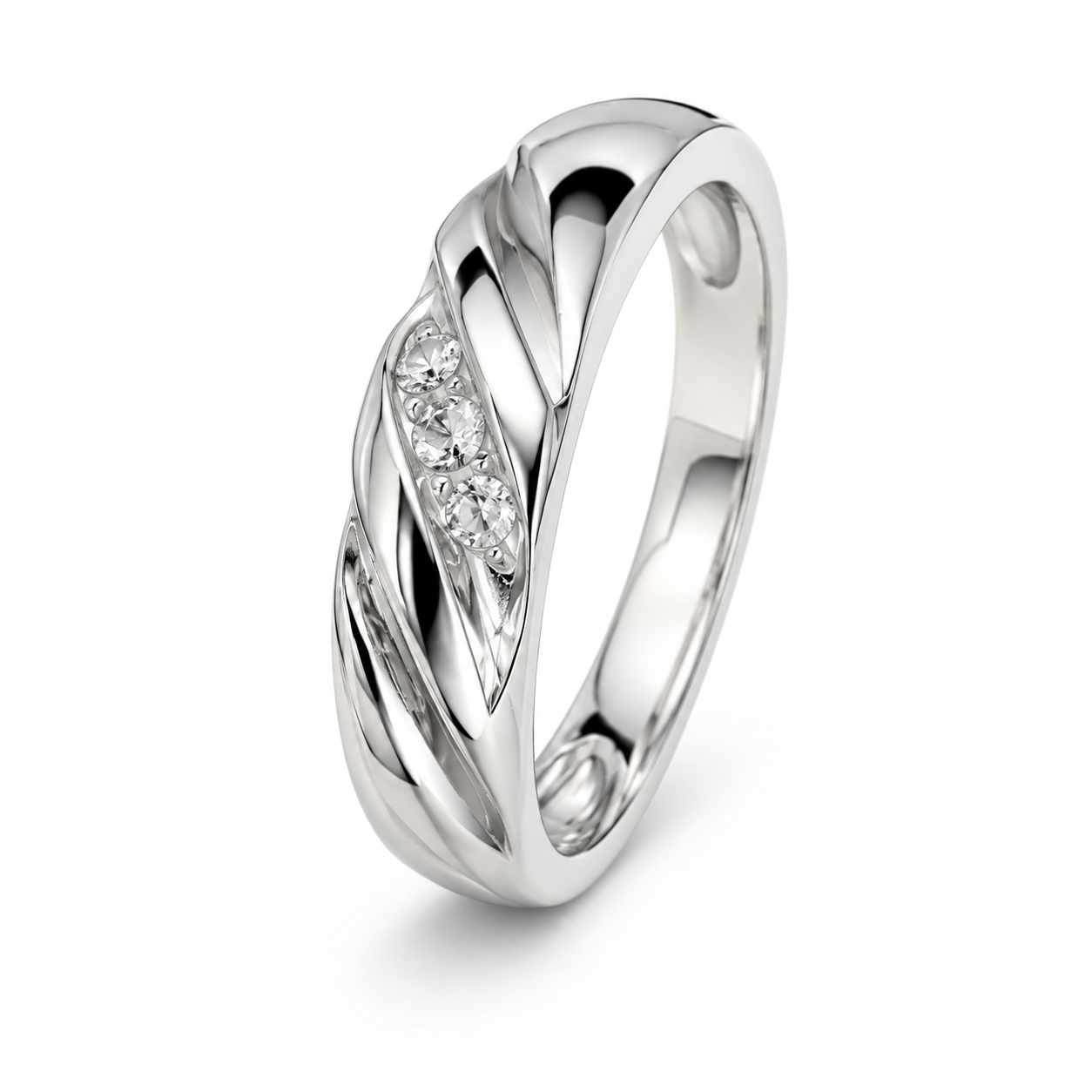 10K White Gold Women’s Band 0.06 ct Natural Diamond