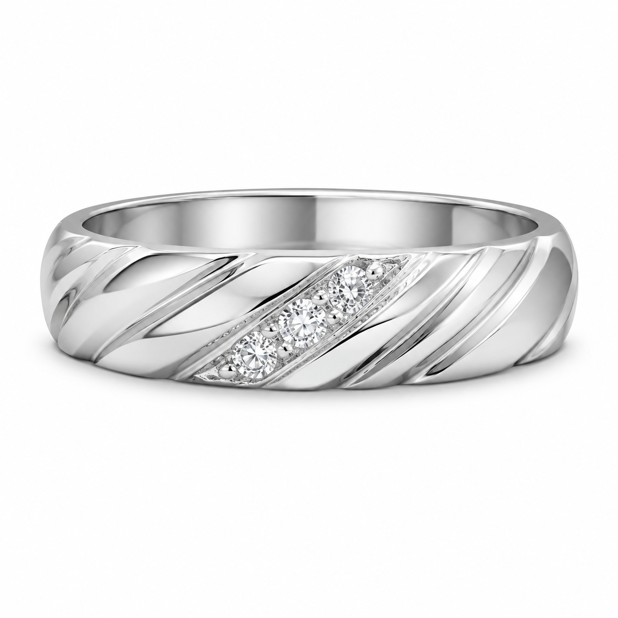 10K White Gold Women’s Band 0.06 ct Natural Diamond