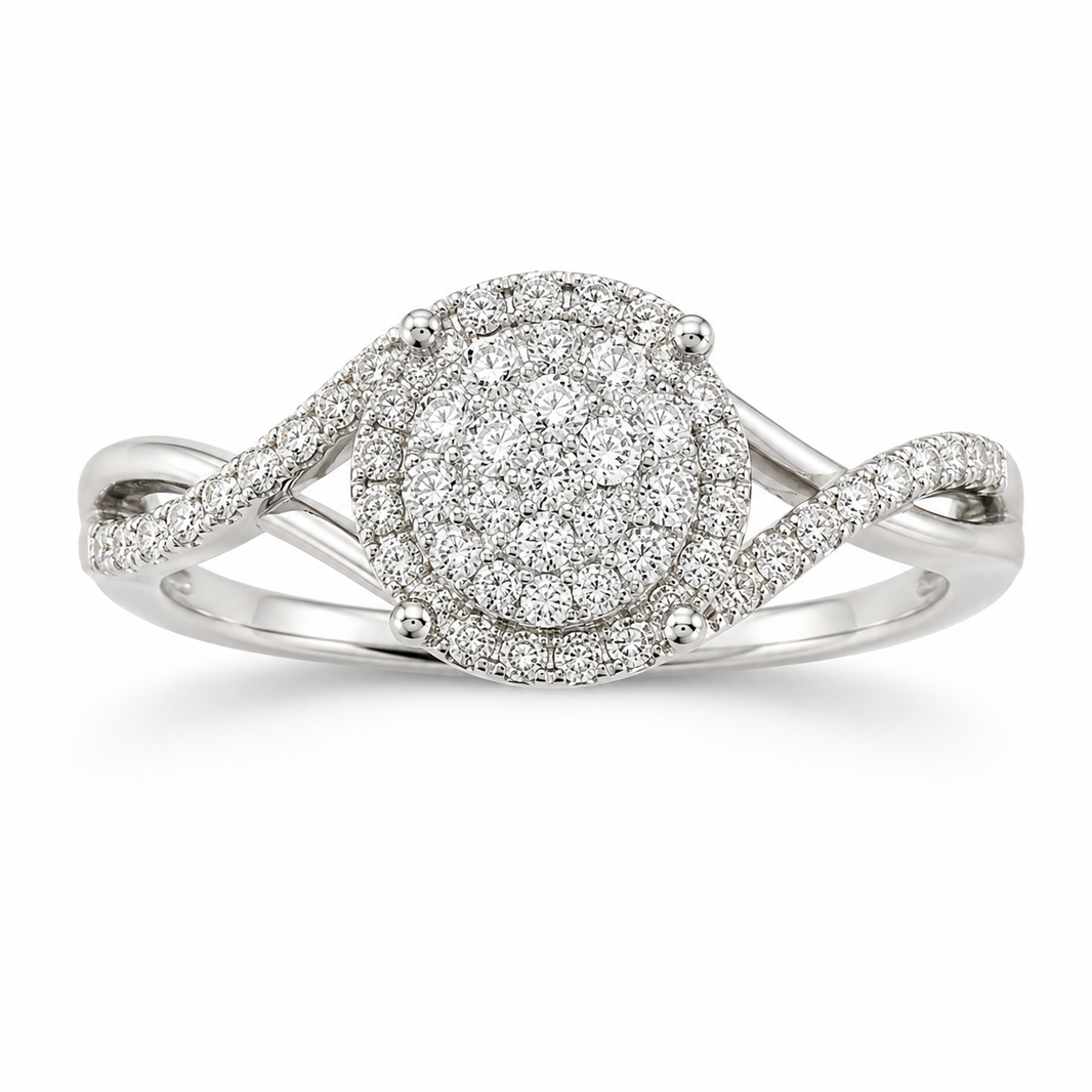 10K White Gold Women’s Ring 0.46 ct Natural Diamond