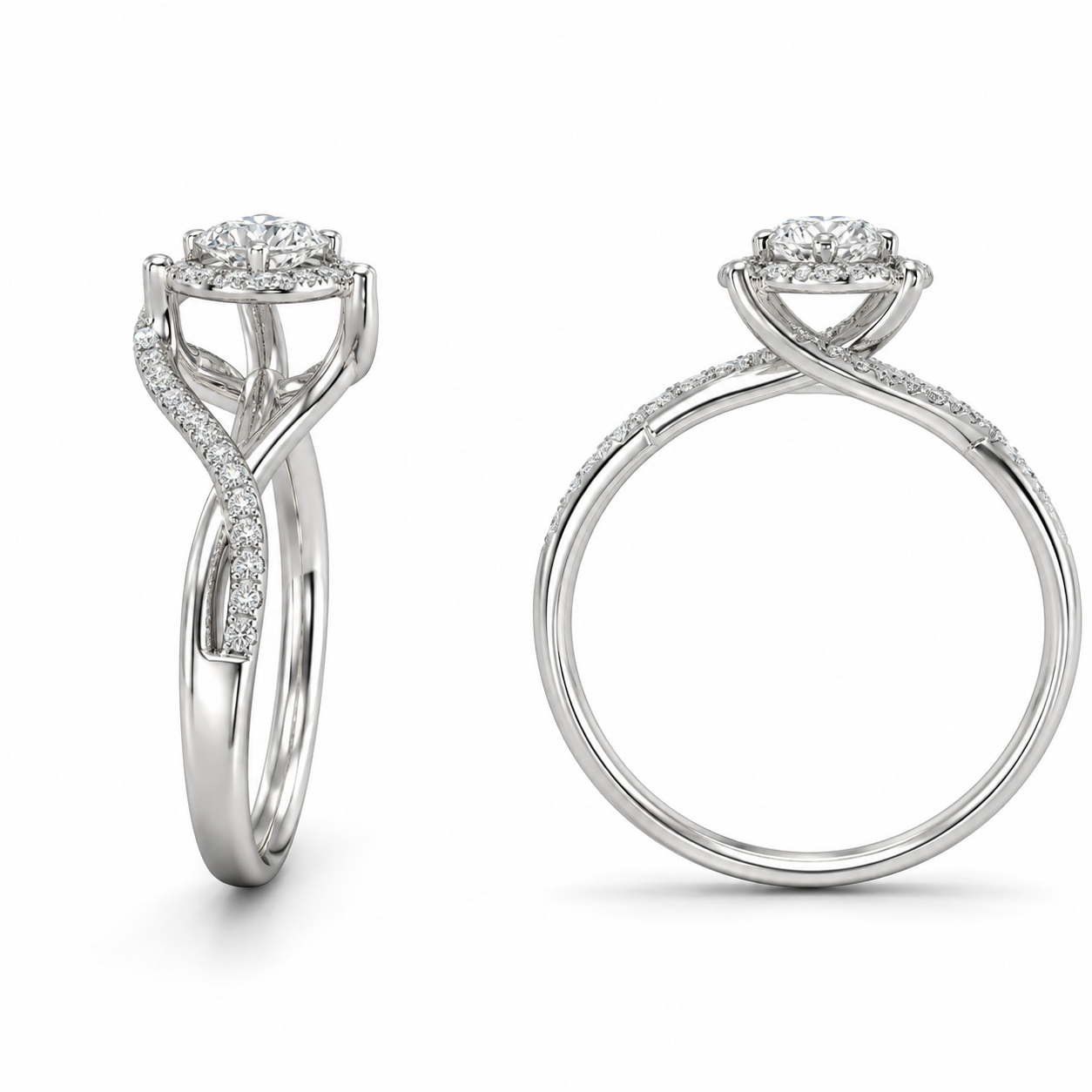 10K White Gold Women’s Ring 0.46 ct Natural Diamond