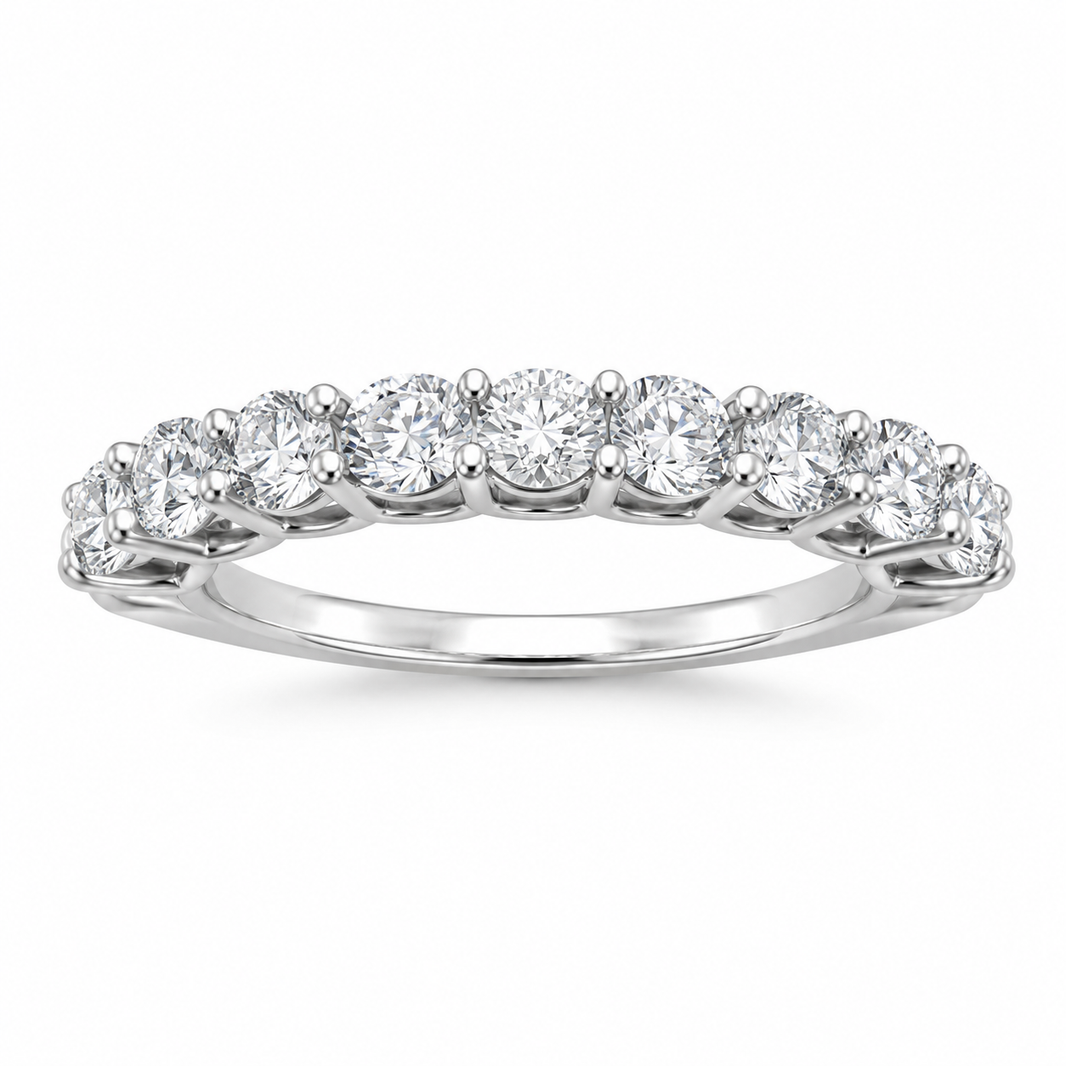 14K White Gold Women's Band 0.99 ct Natural Diamond