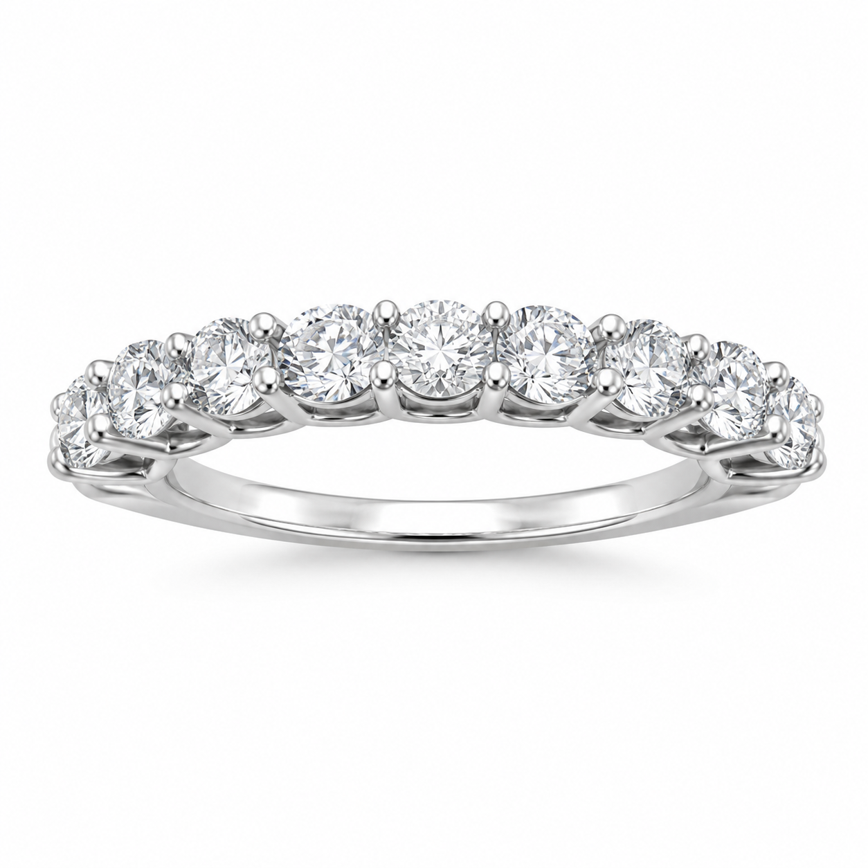 14K White Gold Women's Band 0.99 ct Natural Diamond