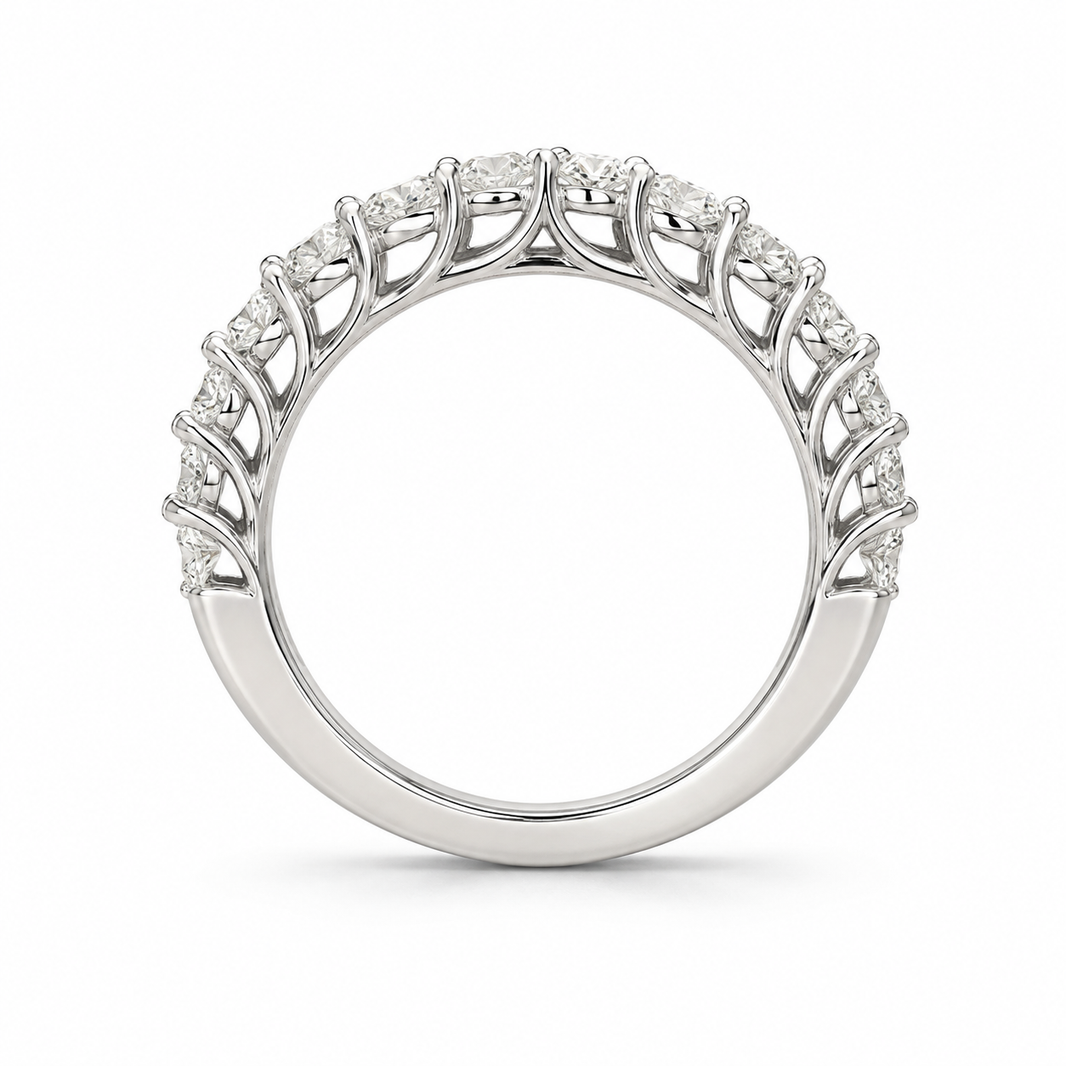 14K White Gold Women's Band 0.99 ct Natural Diamond