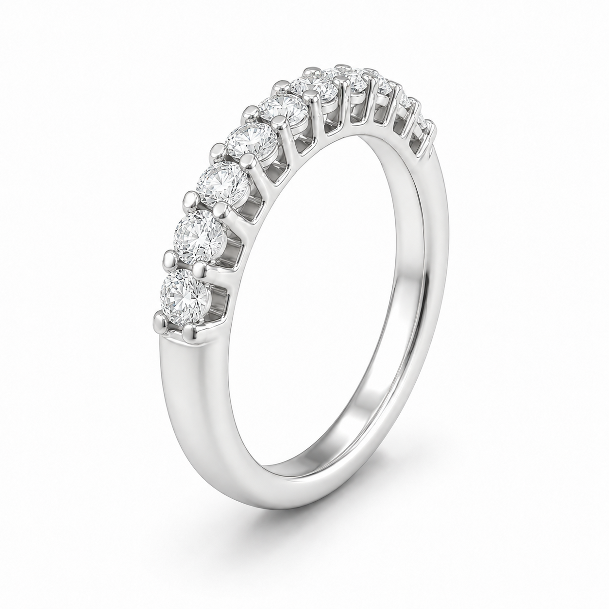 14K White Gold Women's Band 0.99 ct Natural Diamond