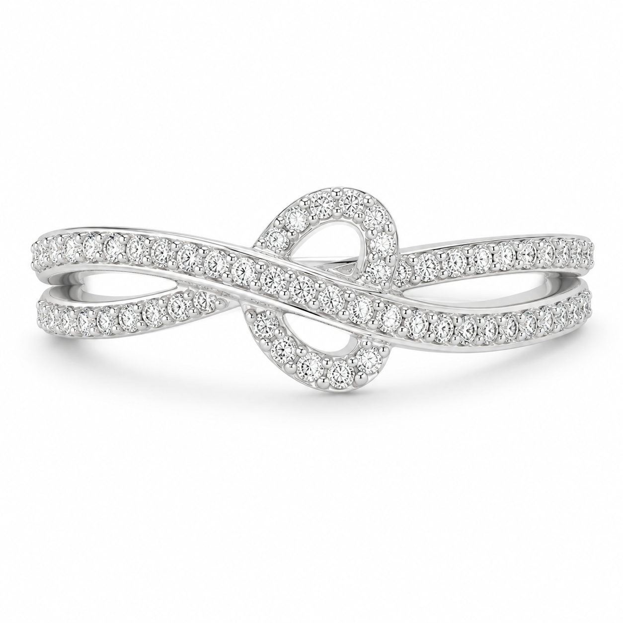10K White Gold Women's Infinity Heart Ring 0.15 ct Natural Diamond