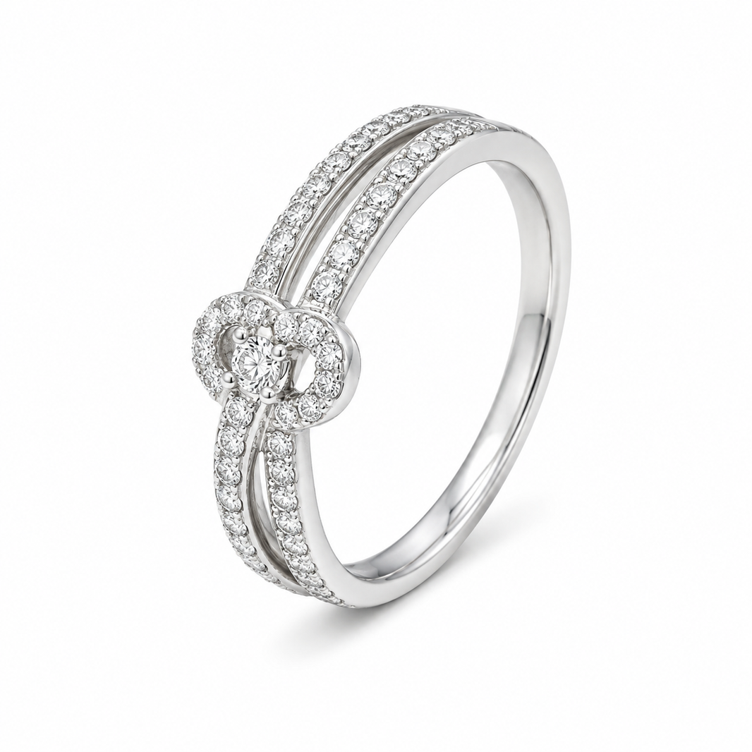10K White Gold Women's Infinity Heart Ring 0.15 ct Natural Diamond