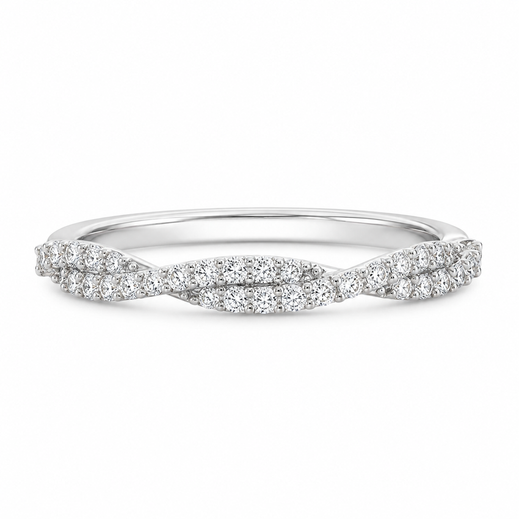 14K White Gold Women's Infinity Band 0.32 ct Natural Diamond