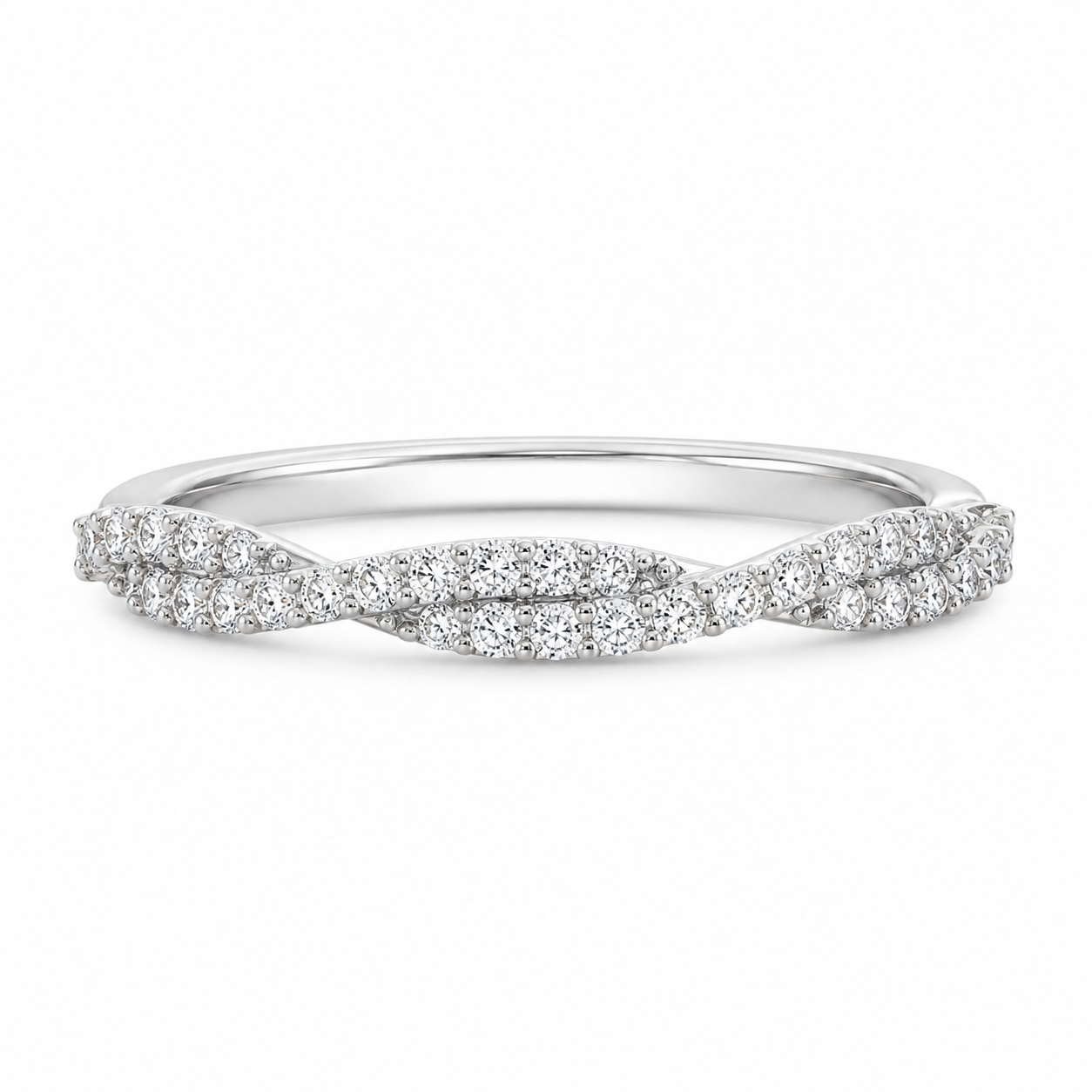 14K White Gold Women's Infinity Band 0.32 ct Natural Diamond