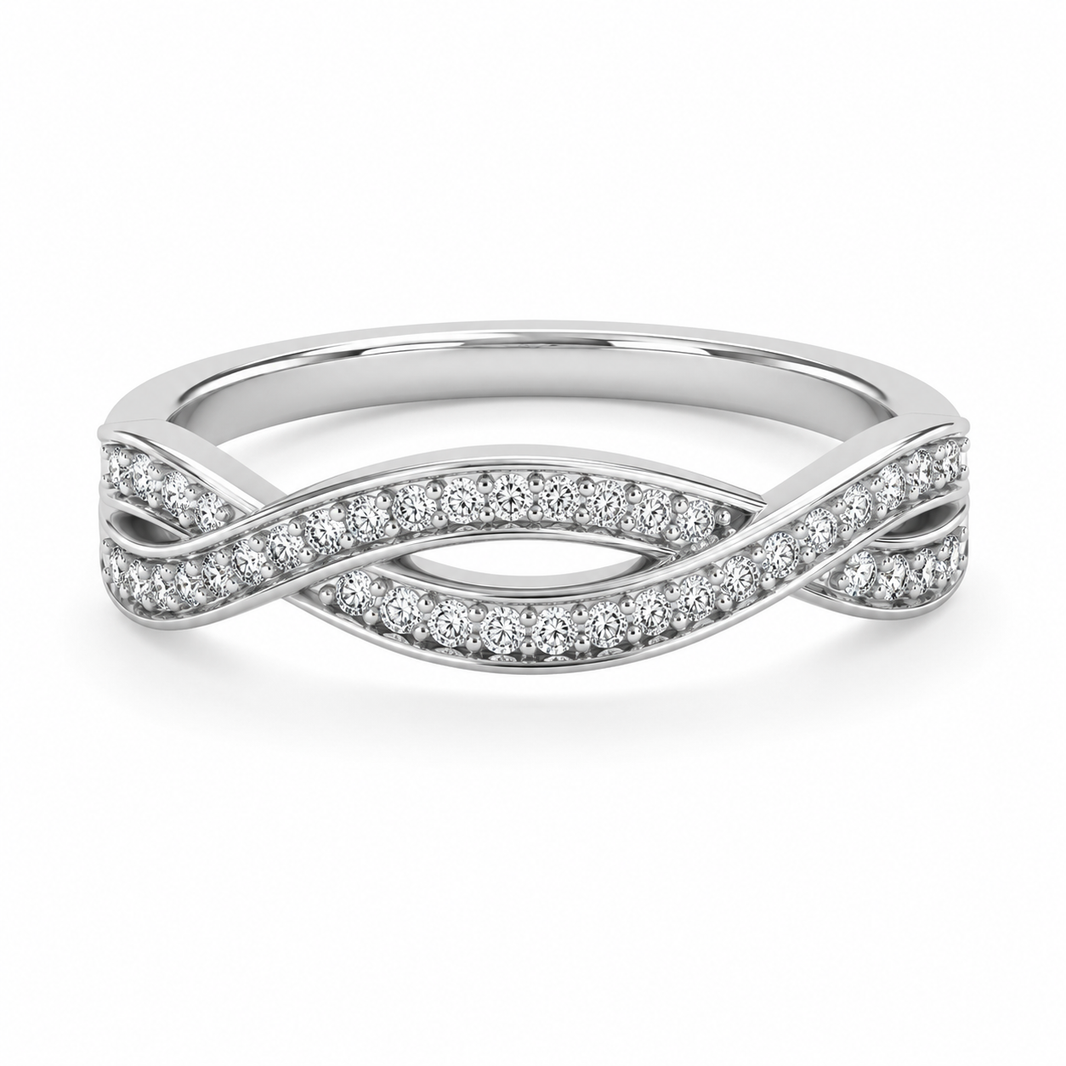 10K White Gold Women's Infinity Band 0.25 ct Natural Diamond