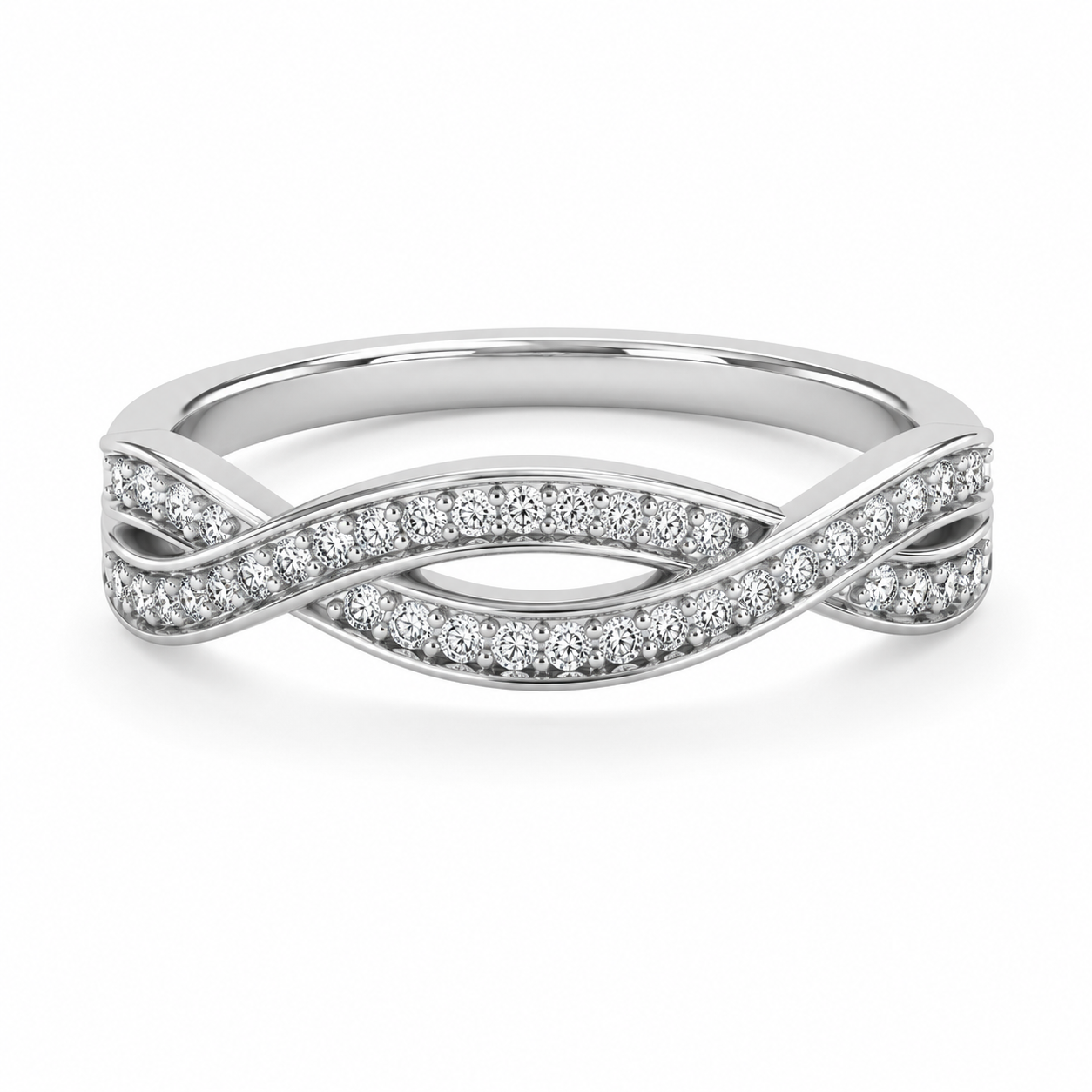 10K White Gold Women's Infinity Band 0.25 ct Natural Diamond