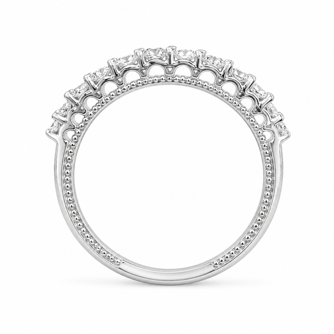 14K White Gold Women's Band 0.44 ct Natural Diamond