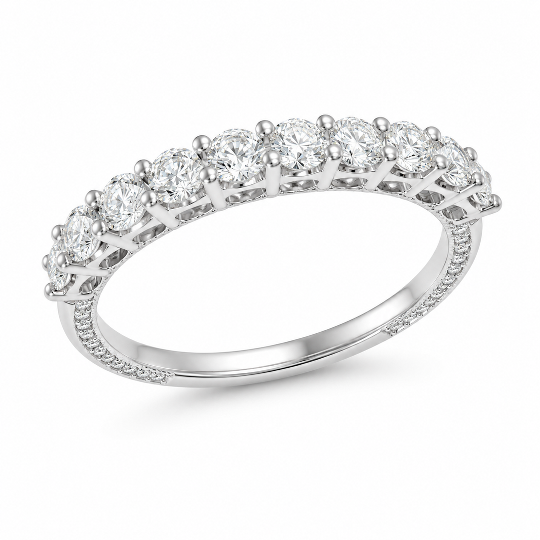 14K White Gold Women's Band 0.44 ct Natural Diamond