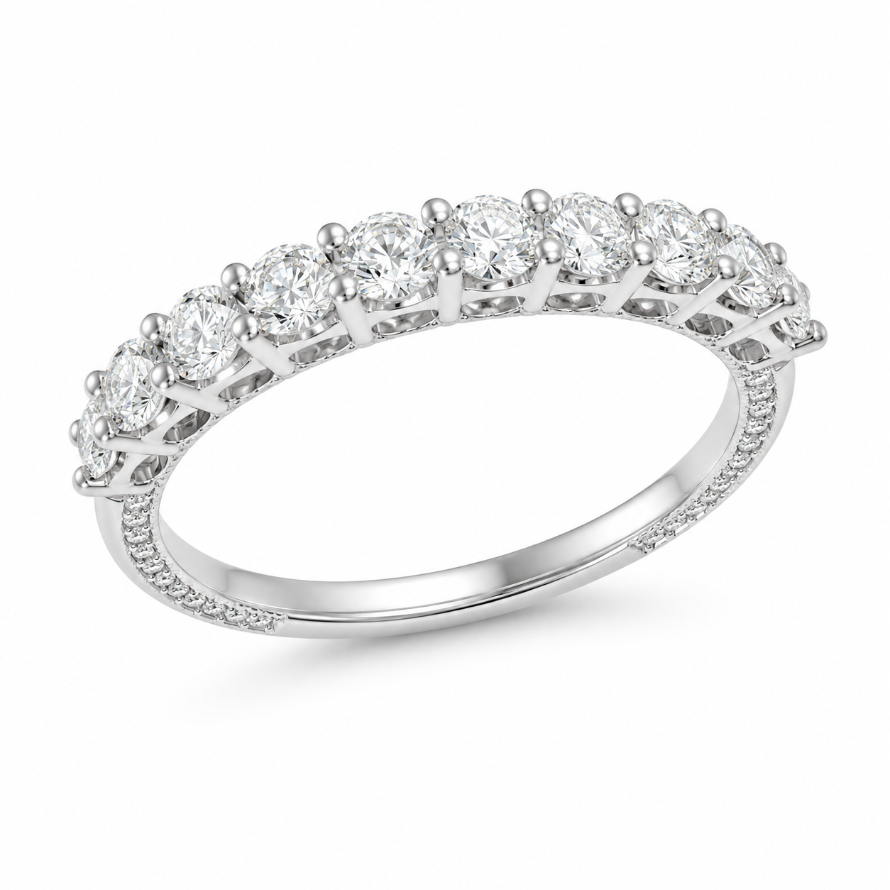 14K White Gold Women's Band 0.44 ct Natural Diamond
