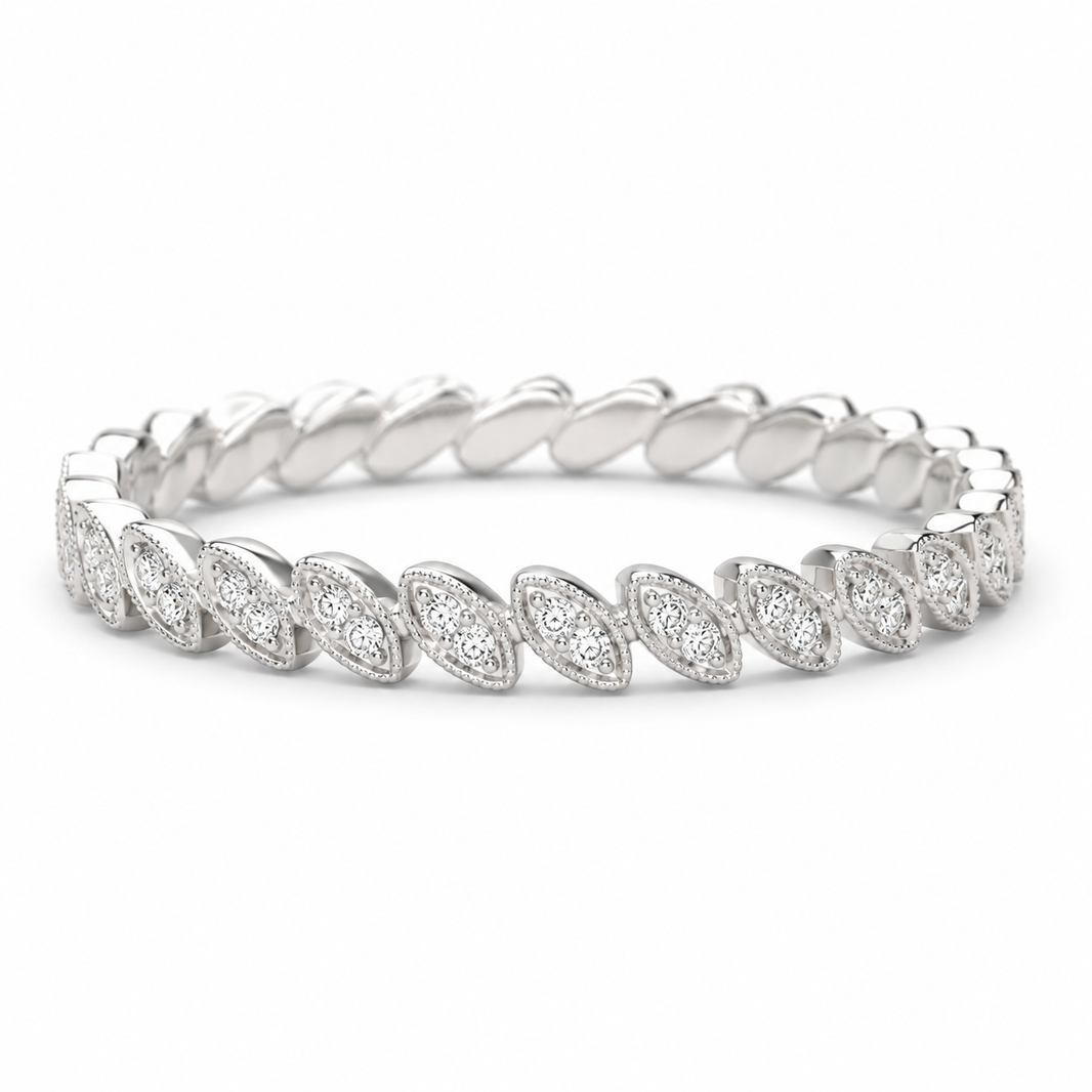 14K White Gold Women's Band 0.10 ct Natural Diamond