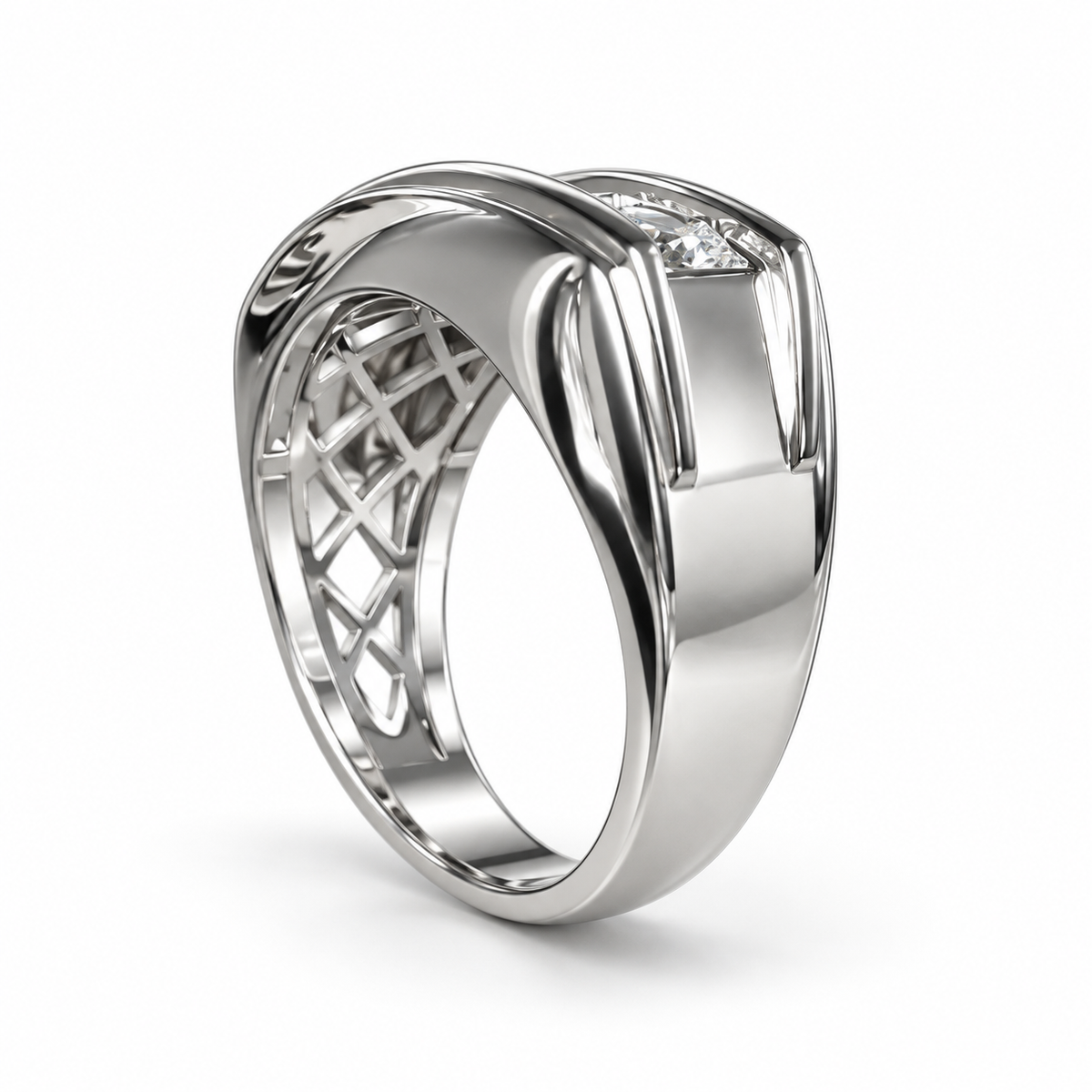 Sterling Silver Men's Ring 0.50 ct Lab Grown Diamond