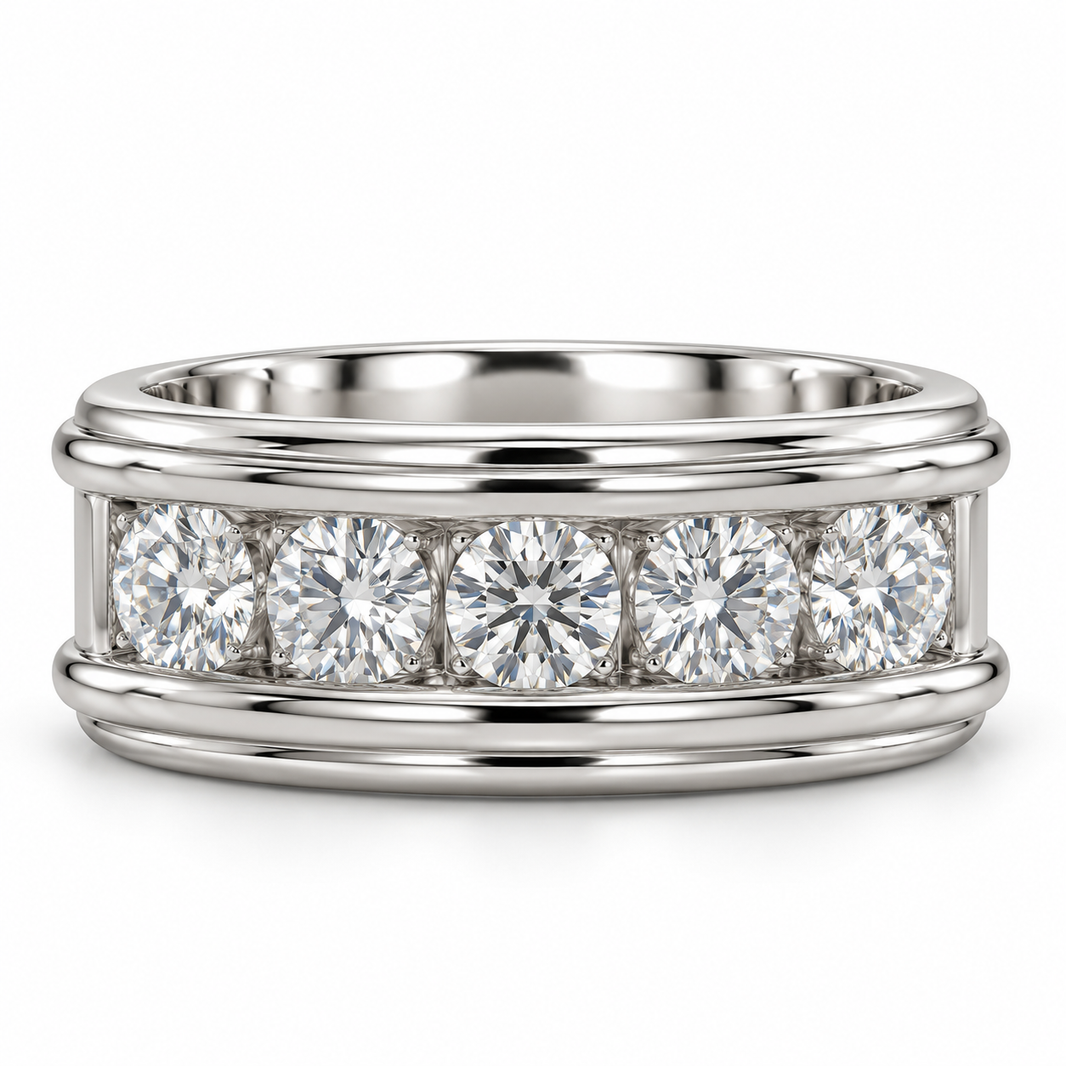 Sterling Silver Men's Ring 1.00 ct Lab Grown Diamond