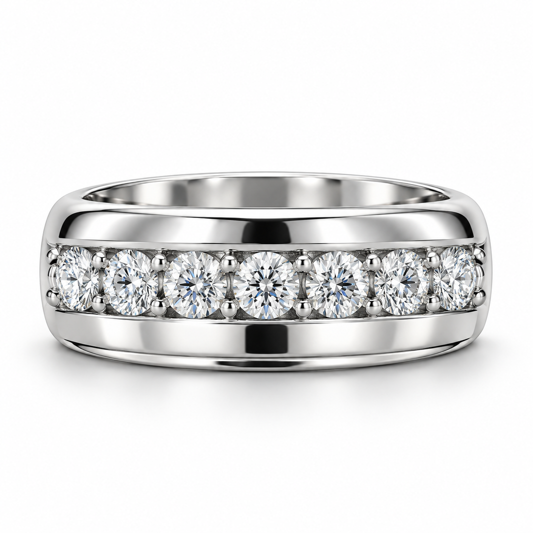 Sterling Silver Men's Ring 0.75 ct Lab Grown Diamond