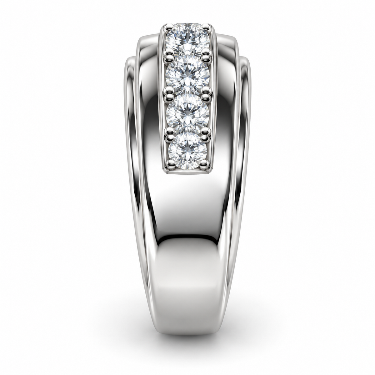 Sterling Silver Men's Ring 0.75 ct Lab Grown Diamond