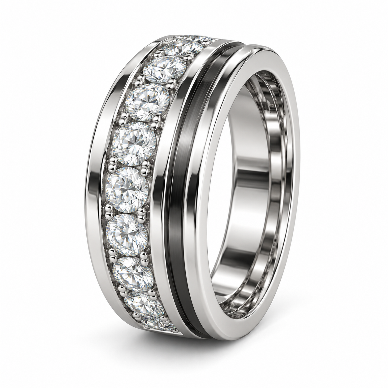 Sterling Silver Men's Ring 0.75 ct Lab Grown Diamond