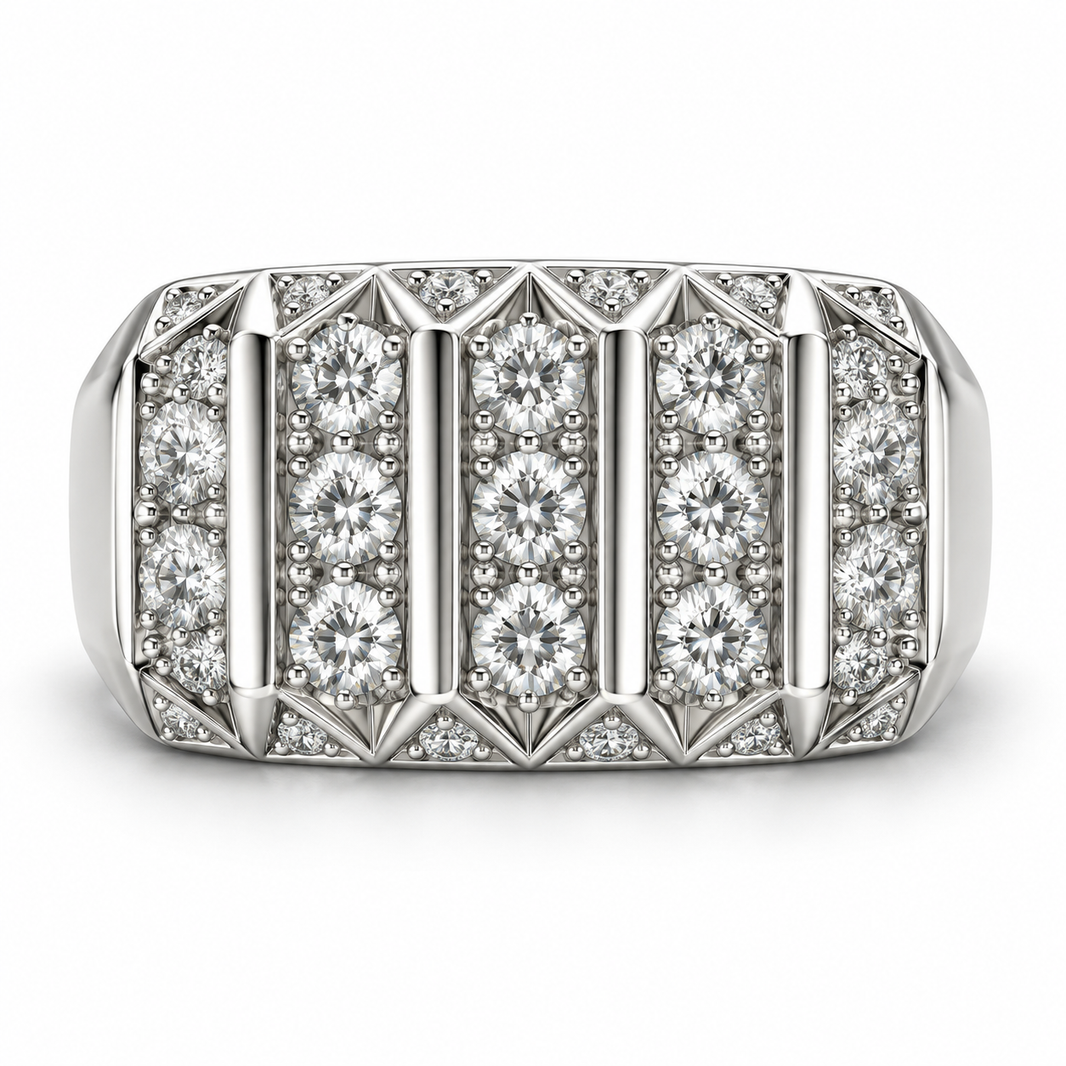 Sterling Silver Men's Ring 1.00 ct Lab Grown Diamond