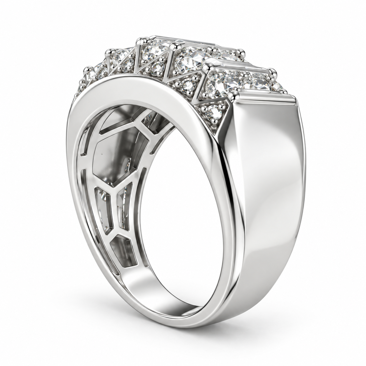 Sterling Silver Men's Ring 1.00 ct Lab Grown Diamond