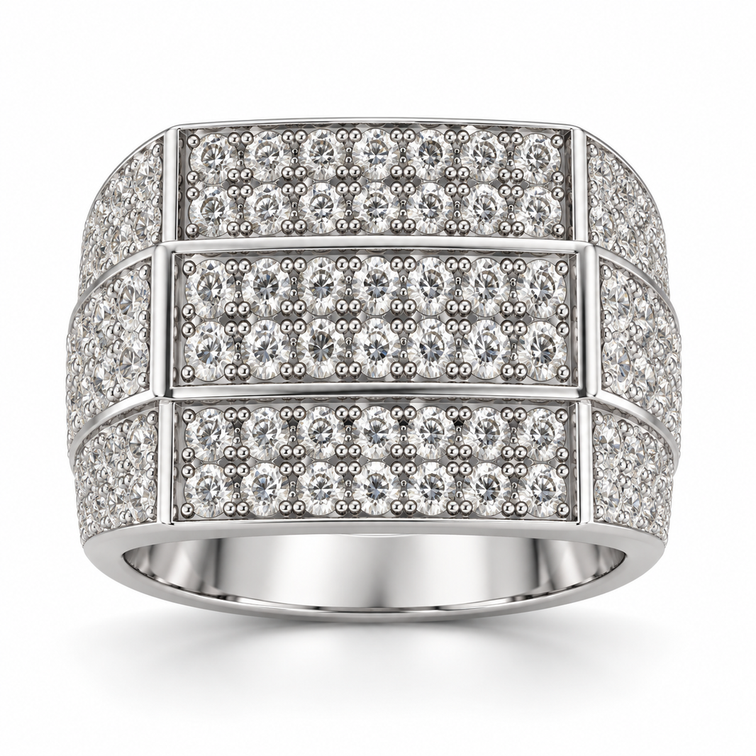 Sterling Silver Men's Ring 2.25 ct Lab Grown Diamond