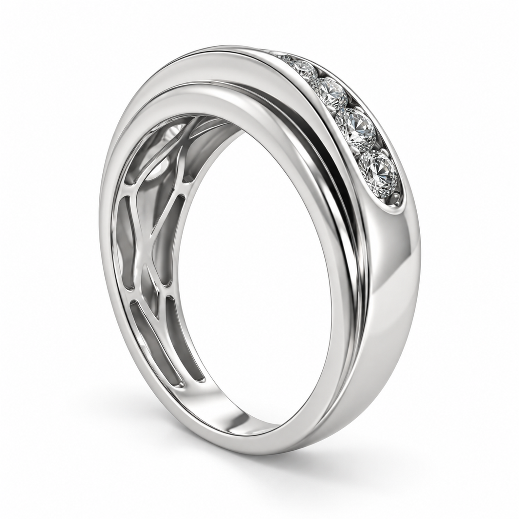 Sterling Silver Men's Band 1.00 ct Lab Grown Diamond