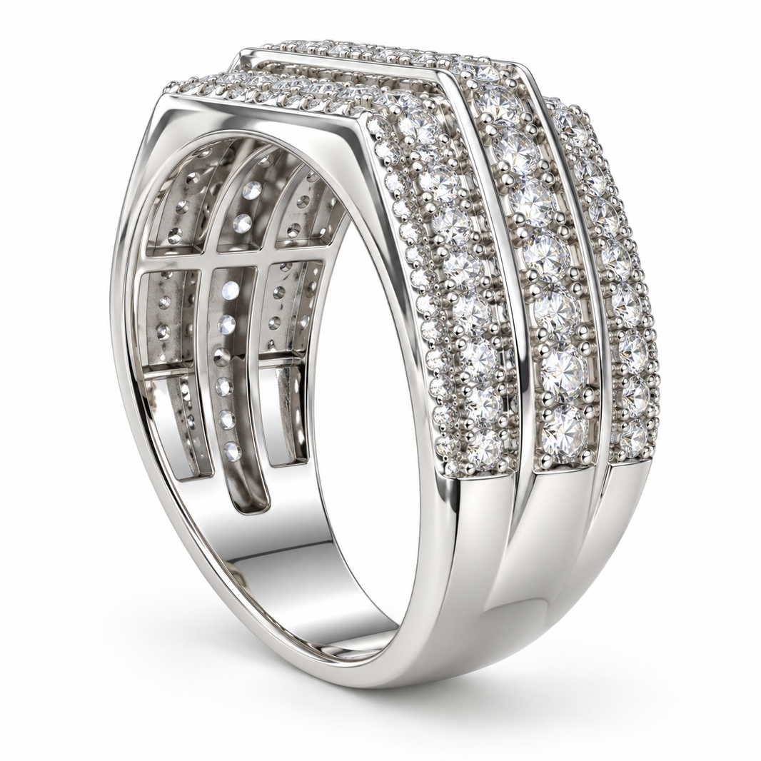 Sterling Silver Men's Ring 2.00 ct Lab Grown Diamond