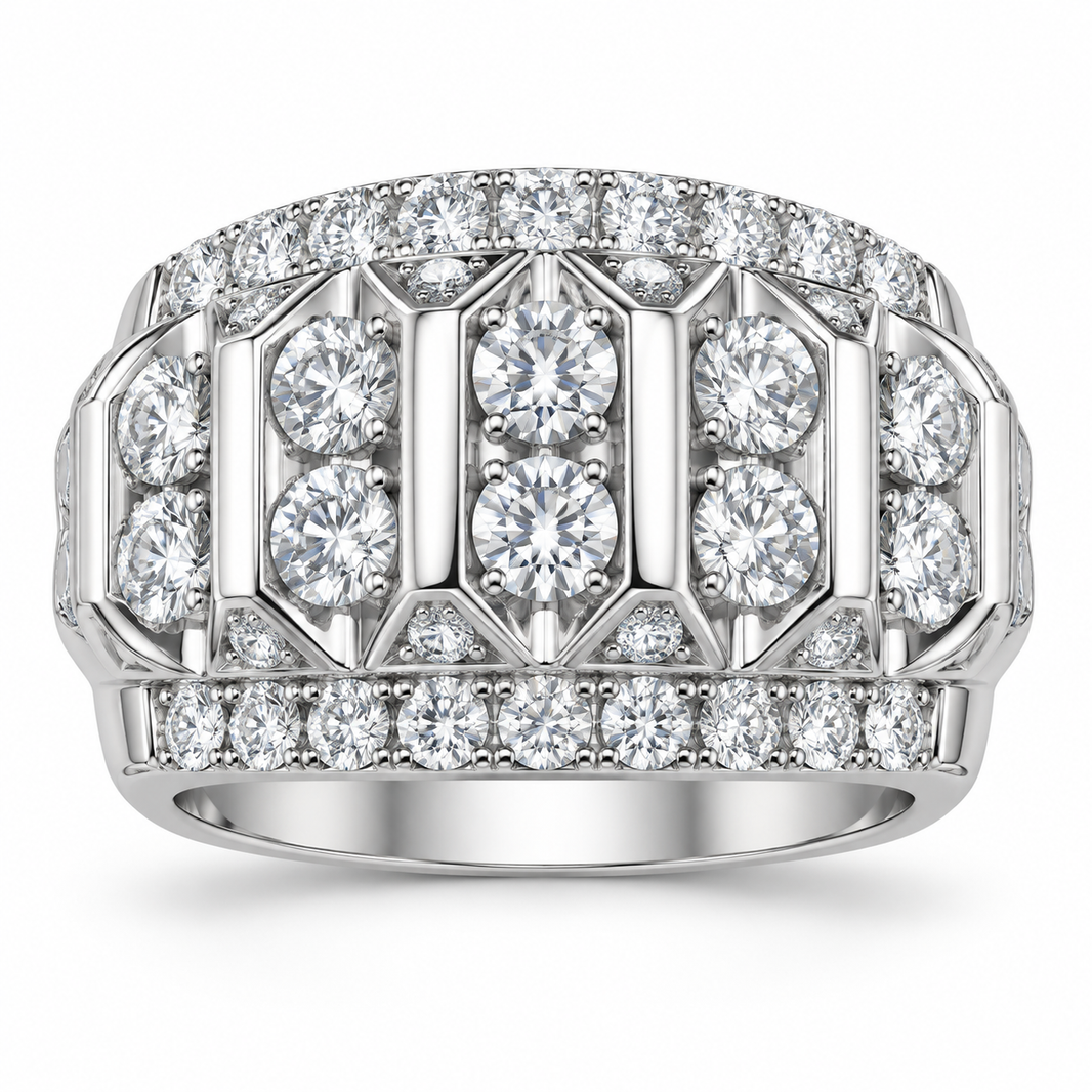 Sterling Silver Men's Ring 2.00 ct Lab Grown Diamond