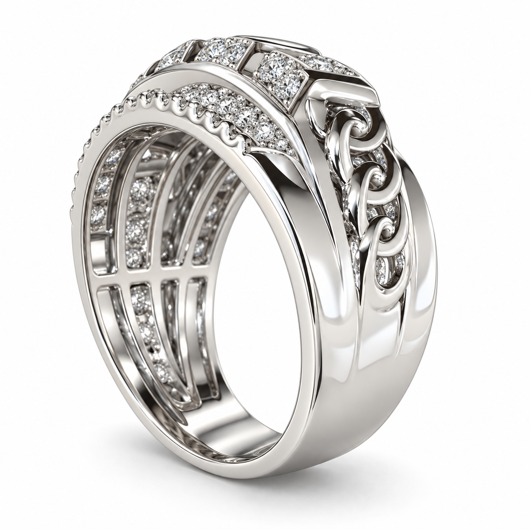 Sterling Silver Men's Ring 2.00 ct Lab Grown Diamond